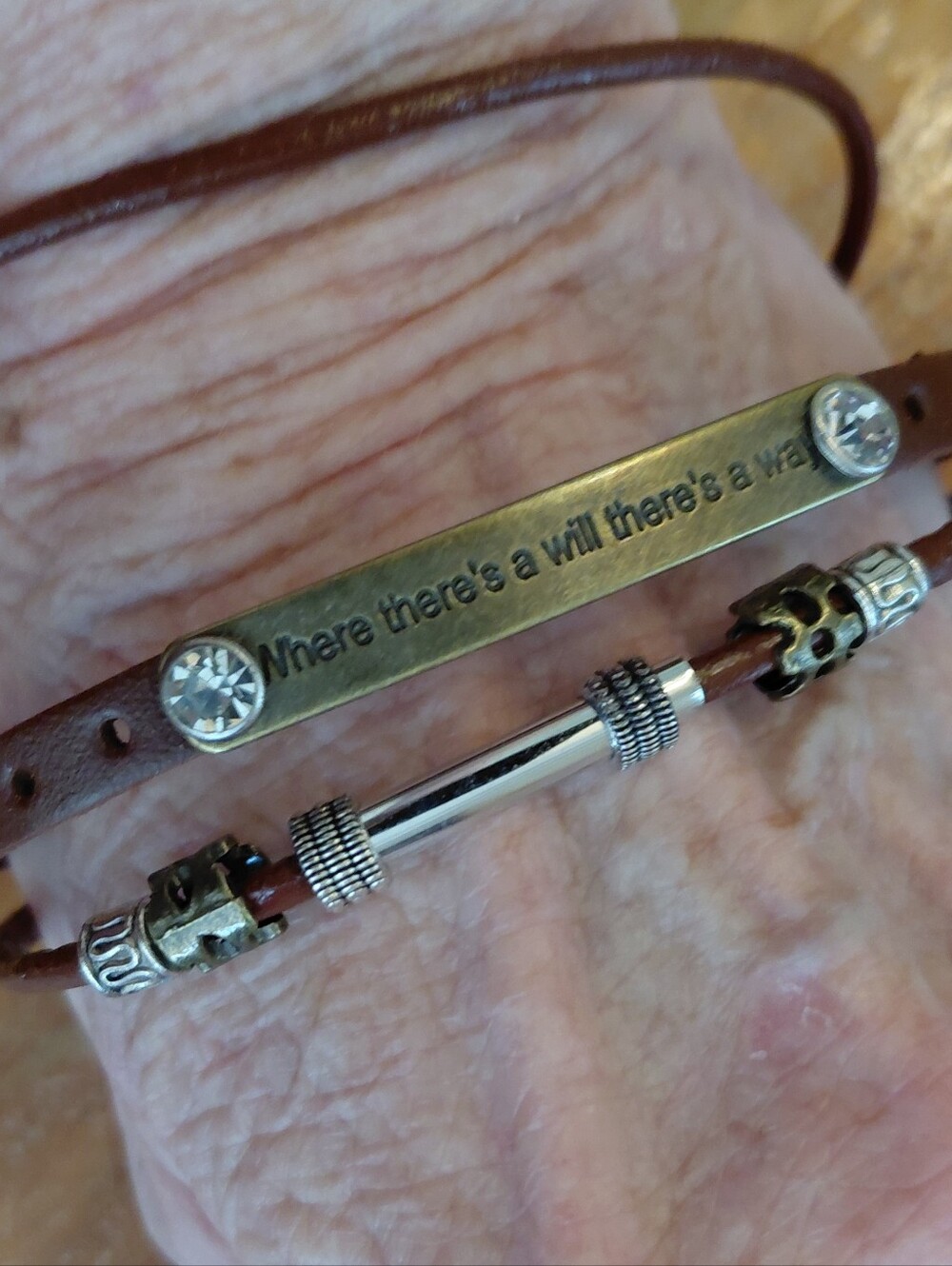 New Sundance Stainless Steel and Leather "WILLPOWER" Bracelet - Picture 7 of 7